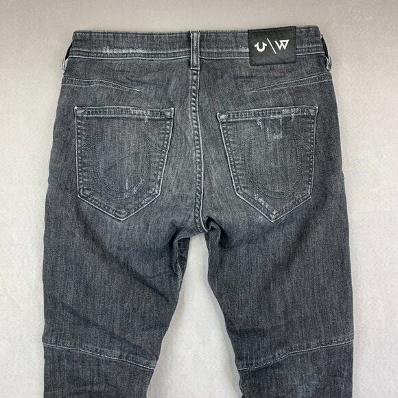 True Religion Westbrook Mens Jeans 28 Gray Distressed Rocco Relaxed Skinny 28x30 - Picture 13 of 15